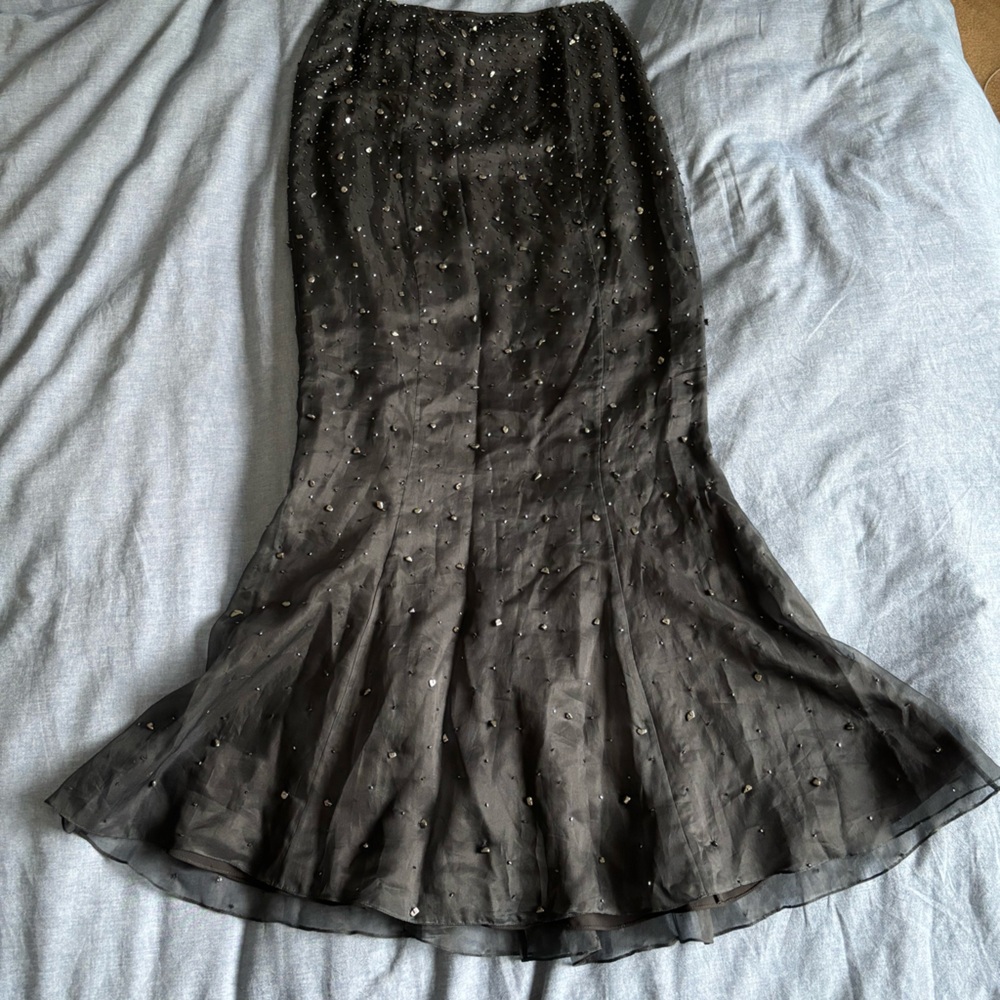 Silk beaded formal maxi skirt